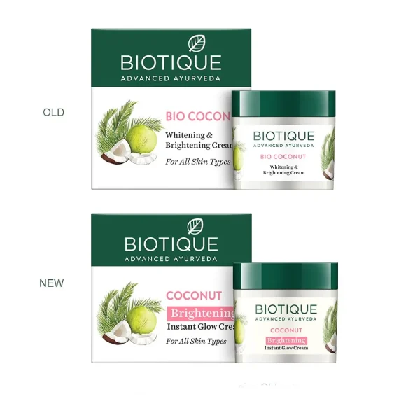 Biotique Advanced Ayurveda Bio Coconut Whitening & Brightening Cream -50 gm - Image 2