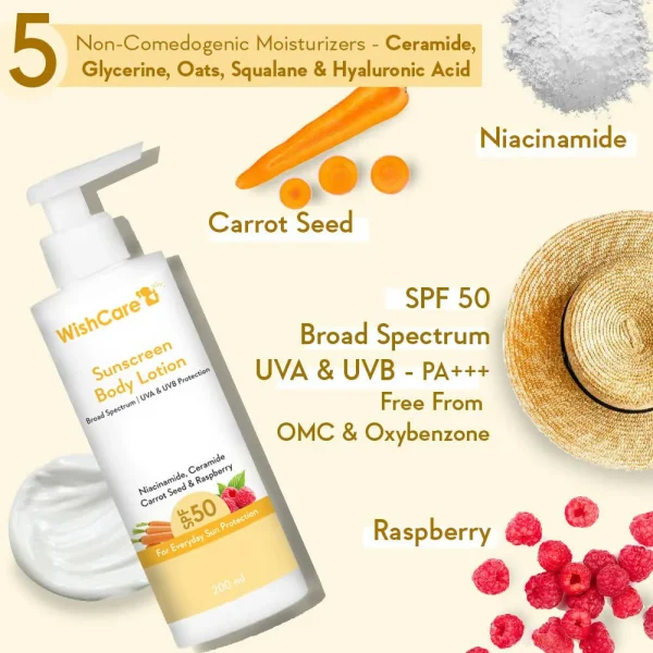 Wishcare Sunscreen Body Lotion SPF 50 -200 ml - Image 2