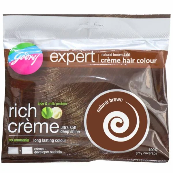 Godrej Expert Rich Creme Hair Colour - Natural Brown 4.00 (Pack of 4) -Pack of 4 - Image 2