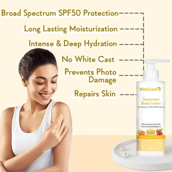 Wishcare Sunscreen Body Lotion SPF 50 -200 ml - Image 5