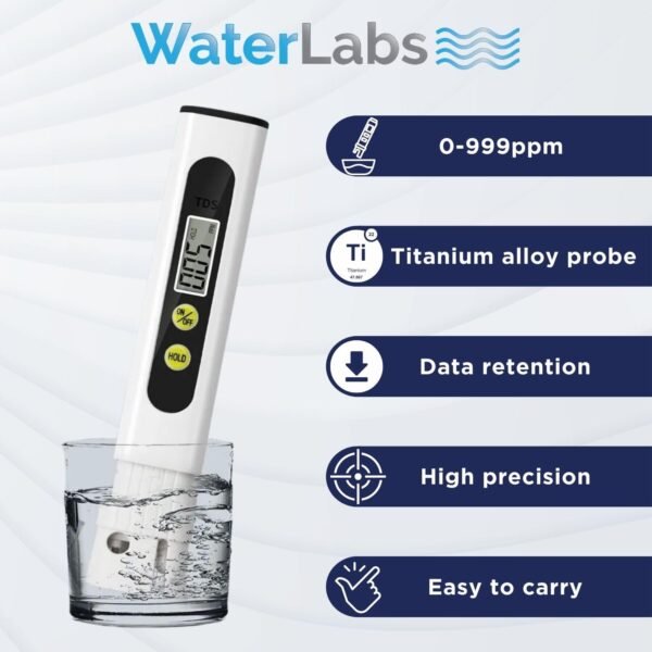 WaterLabs TDS Meter for Home,Water Quality Tester, 0-999ppm Measurement Range for Drinking Water Aquariums, Pool etc - Image 6