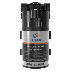 Kinsco 100 GPD RO Diaphragm Booster Pump + 2 Pieces Connector (Input 24 V) Suitable for All Water Purifier RO
