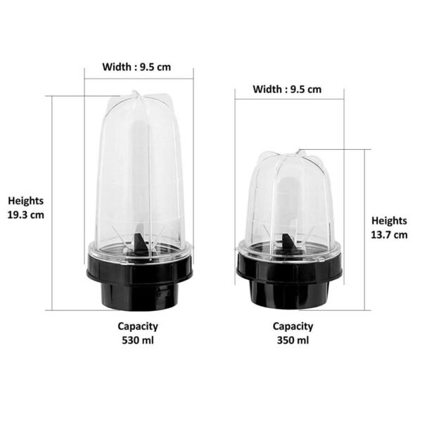 Bullet Juicer Jar 530ml Compatible with Mixer Grinder for Smooth Blending and Efficient Juice Extraction (Pack of 2) - Image 2